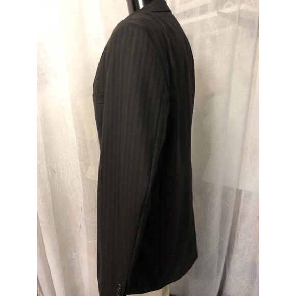 Hugo Boss Men's Blazer Black Brown Stripe Pure Wool Fully Lined Size 40R - Picture 5 of 12